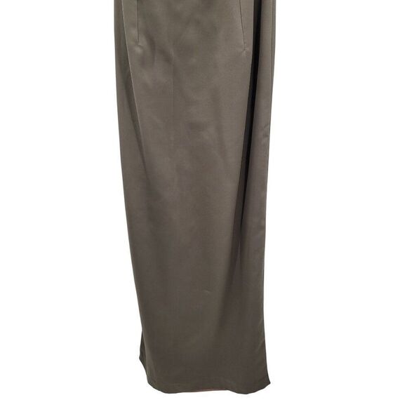 Vintage Womens Satin Sheath Gown Side Slit Size XS Taupe Neutral Cocktail Party - Picture 6 of 12